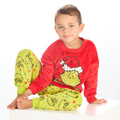 Boys Christmas Grinch Snuggle Fleece Pyjama Set