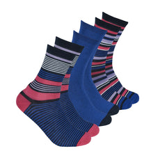 Womens Elasticated Bamboo Socks 3 Pairs - Striped