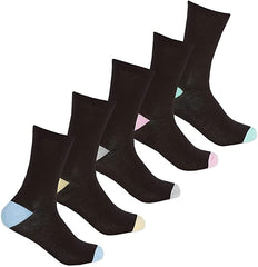 Womens Heel & Toe Socks 5 Pairs - Pastel