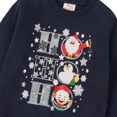 Infants Christmas Long Sleeved Sweatshirt With Cuffed Hems Navy