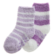 Baby Girls Fluffy Sherpa Fleece Slipper Socks with Non Slip Grippers Purple