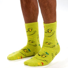 Mens Fluffy Socks Cosy Novelty Christmas Grinch Themed Socks 1 Pairs 