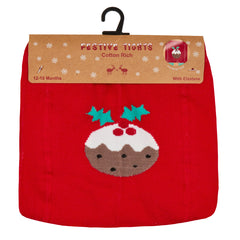 Baby Boys Girls Christmas Tights 1 Pair - Red Pudding