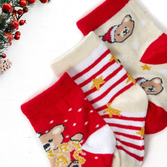 Babies Cotton Rich Novelty Christmas Design Socks 3 Pairs Teddy