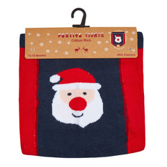 Baby Boys Girls Christmas Tights 1 Pair Navy Santa