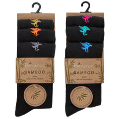 Mens 6 Pairs Bamboo Gentle Grip Socks Eagle Embroidered
