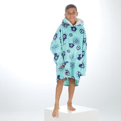 Boys Evil Eye Printed Oversized Blanket Plush Fleece Hoodie with Pockets