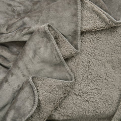 Double Layer Sherpa Fleece Blanket 140cm x 180cm Light Grey