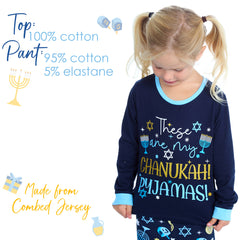 Infant Chanukah Long Sleeved Matching Pyjamas Family Lounge Sets Navy