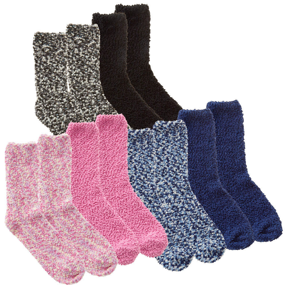 Ladies Chunky Bed Fluffy Socks Popcorn Style 6 Pairs