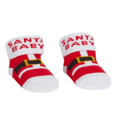 Baby Girls Boys Unisex Christmas Theme Socks With Organza Bag Santa Baby - 1 Pair