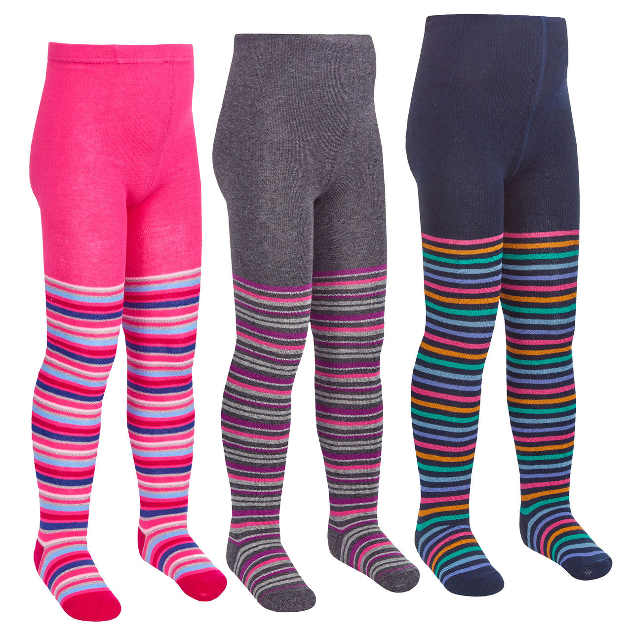 Girls Novelty Design Tights Colourful Stripe - 3 Pairs