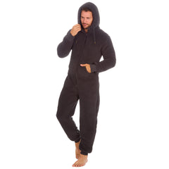 Mens Borg Snuggle Jumpsuit Hooded Onesie One Size Charcoal
