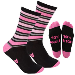 Womens Novelty Funny Slogan Socks Black Angel