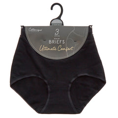 Women Cotton Briefs Knickers Underwear Black 3 Pairs