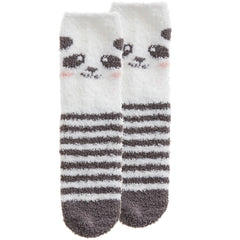 Womens Fluffy Bed Animal Printed Cosy Socks with Grippers