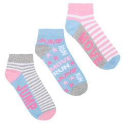 Girls 3 Pairs Designer Trainer Liner Socks Jump