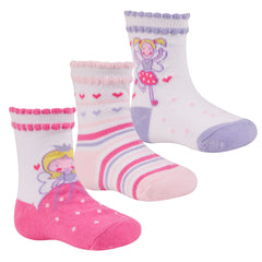 Baby Girls Scallop Edge Novelty Socks 3 Pairs Fairy