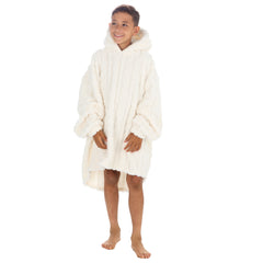 Boys Cream Cable Oversized Blanket Sherpa Fleece Hoodie