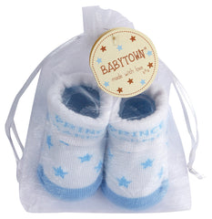 Newborn Baby Boys Socks Booties Boots Style With Organza Bag Stars