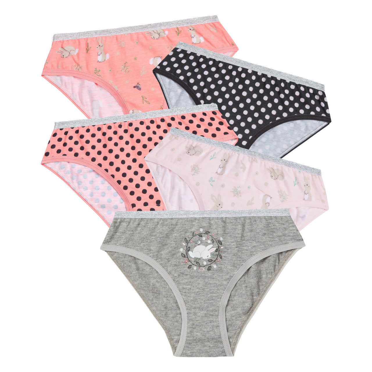 Girls Printed Knickers Briefs Underwear Set of 5 Bunny