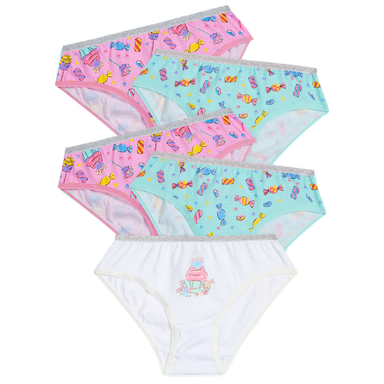 Girls Printed Knickers Briefs Underwear Pack of 5 Sweets