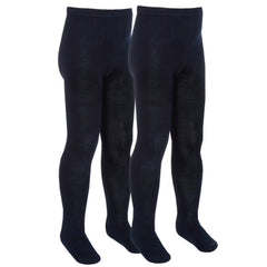 Girls Bamboo Super Gentle Soft Back To School Tights 2 Pairs - Navy