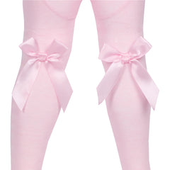 Baby Girls Tights With Cute Satin Bows 1 Pair Pink