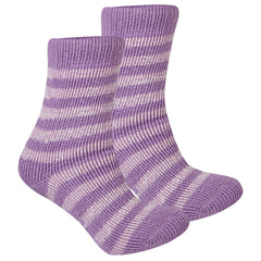 Girls Extreme Thermal Socks Striped With Grippers Tog 2.45 Lilac