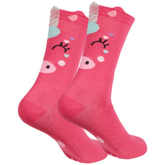 Womens Animals Cute Funny Odd Novelty Socks 1 Pair Unicorn Dark Pink