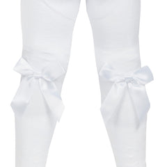 Baby Girls Tights With Cute Satin Bows 1 Pair White