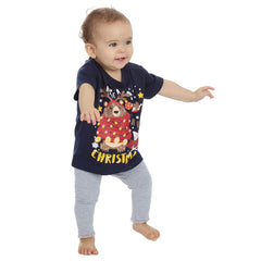 Baby Christmas Short Sleeved T-Shirt Navy