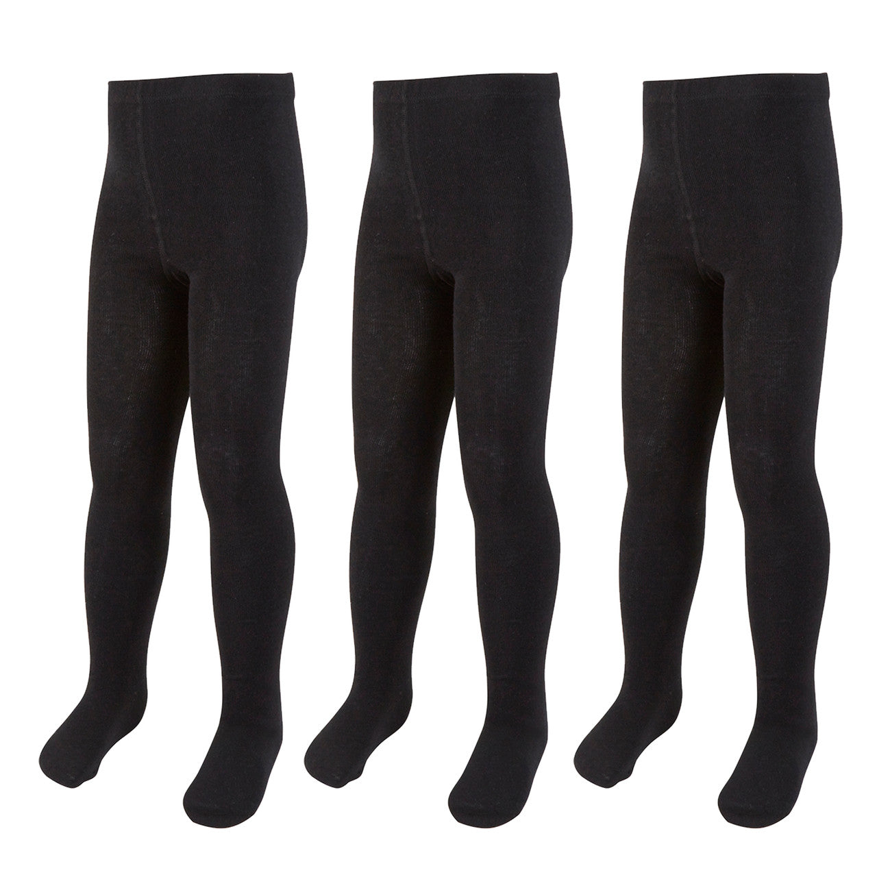 Girls Back To School Plain Tights Black - 3 Pairs