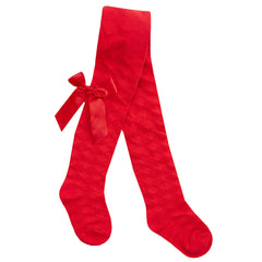 Baby Girls Tights With Cute Satin Bows 1 Pair Red