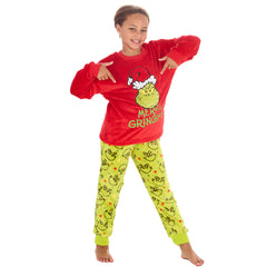 Girls Christmas Grinch Snuggle Fleece Pyjama Set