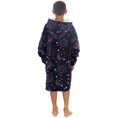 Boys Celestial Print Oversized Blanket Plush Fleece Hoodie with Pockets