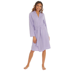 Womens Yarn Kimono Robe Lightweight Dressing Gown Lilac