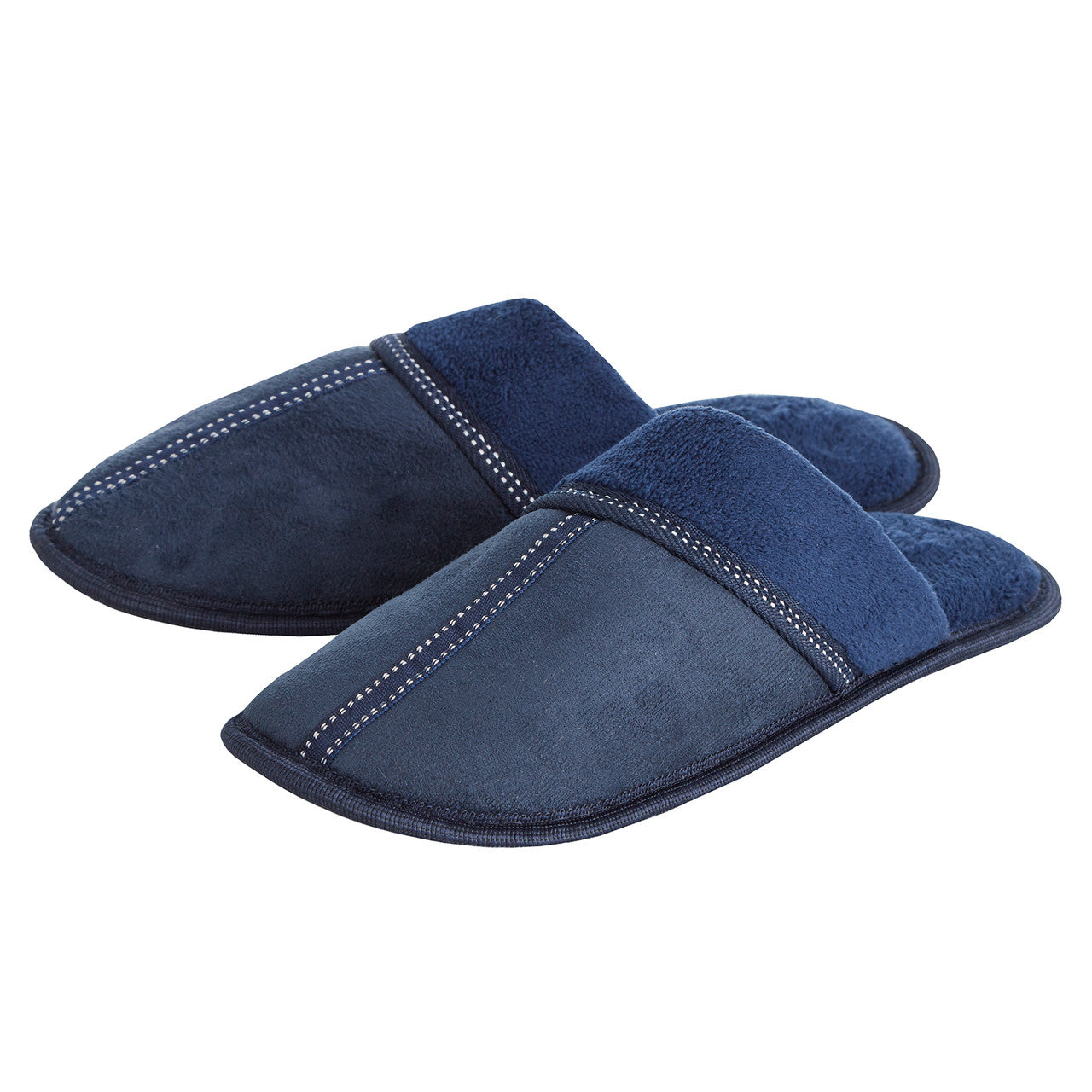 Mens Mule Memory Foam Faux Suede Slippers Navy