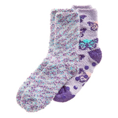 Womens Cosy Floral Butterfly Feather Yarn Popcorn Fluffy Winter Bed Lounge Socks 2 Pairs