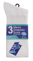 Mens Cushioned Diabetic Non Elastic Socks White