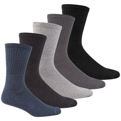 Mens Thick Cotton Rich Crew Sport Socks 5 Pairs Assorted