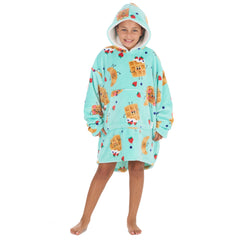 Girls Evil Eye Print Oversized Blanket Plush Fleece Hoodie with Pockets