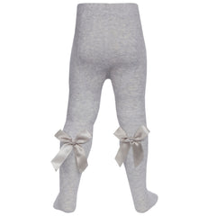 Baby Girls Tights With Cute Satin Bows 1 Pair Grey