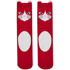 Womens Animals Cute Funny Odd Novelty Socks 1 Pair Cat Red