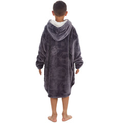 Boys Football Embossed Oversized Blanket Plush Fleece Hoodie with Pockets