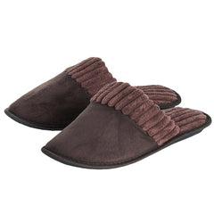 Mens Mule Memory Foam Corduroy Slippers Brown