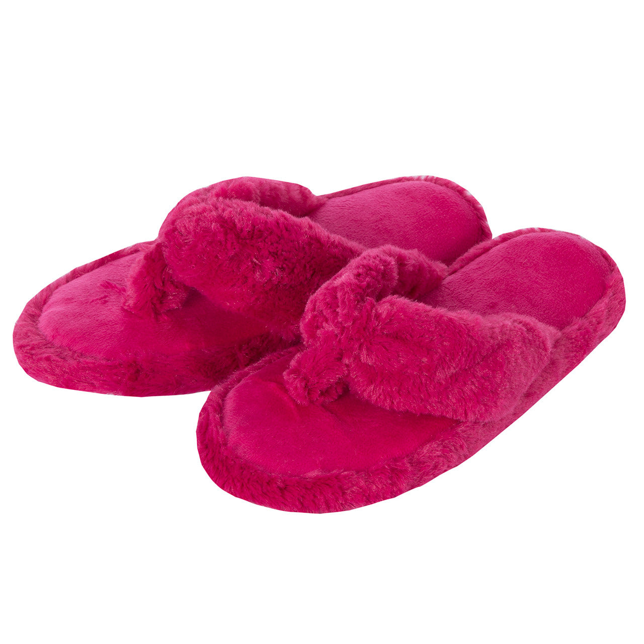 Womens Faux Fur Memory Foam Slippers Pink