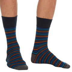 Mens Bamboo Non Elastic Design Socks Orange Stripe - 3 Pairs