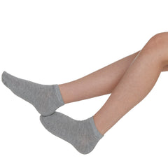 Kids Boys Girls 6 Pairs Plain Bamboo Trainer Liner Ankle Socks Grey