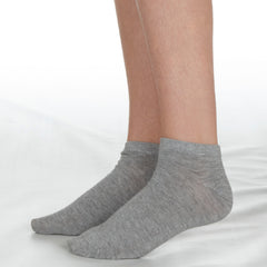Kids Boys Girls 6 Pairs Plain Bamboo Trainer Liner Ankle Socks Grey